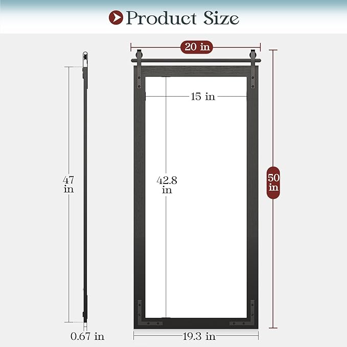 Farmhouse Mirror for Bathroom, Rectangle Barn Door Vanity Mirrors for Wall - Image 3