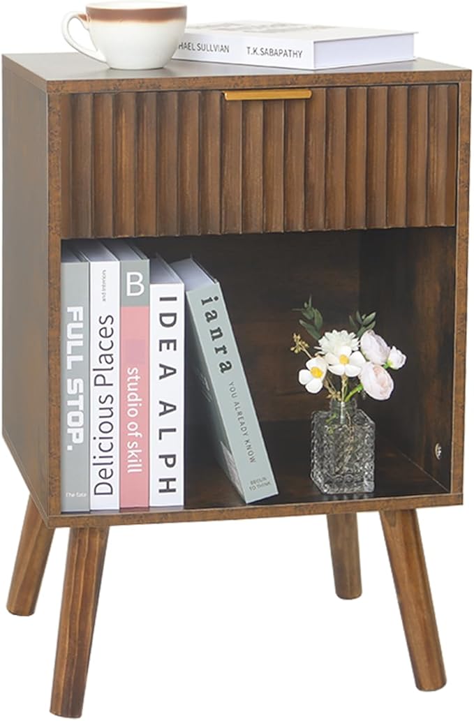 Mid Century Modern Nightstand, Wood Bedside Table by Fultyle
