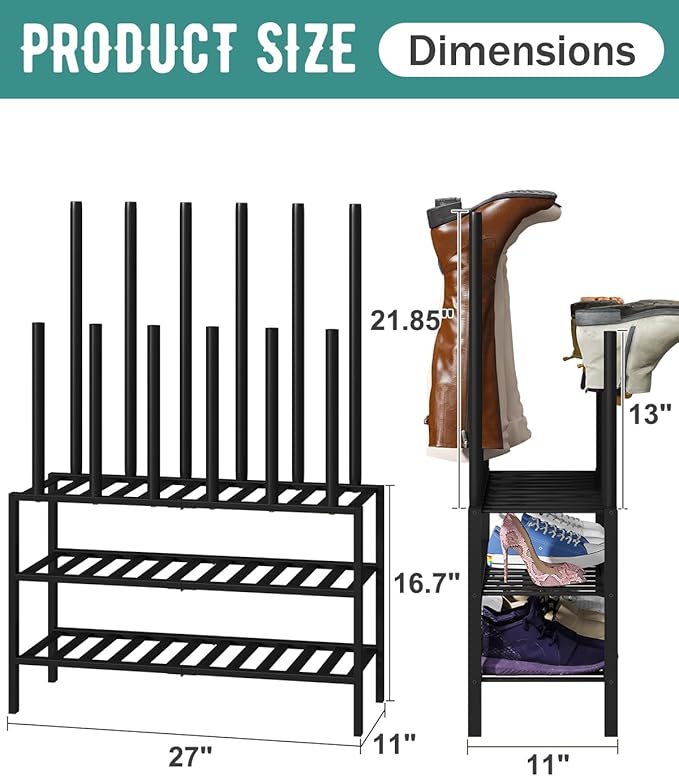 Black Boot Rack, Boot Rack Organizer Tall Boots - Image 3