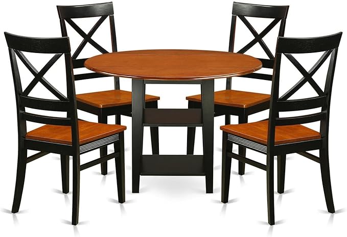 East West Furniture SUQU5-BCH-W 5 Piece Modern Dining Table Set Includes a by EastWestFurniture