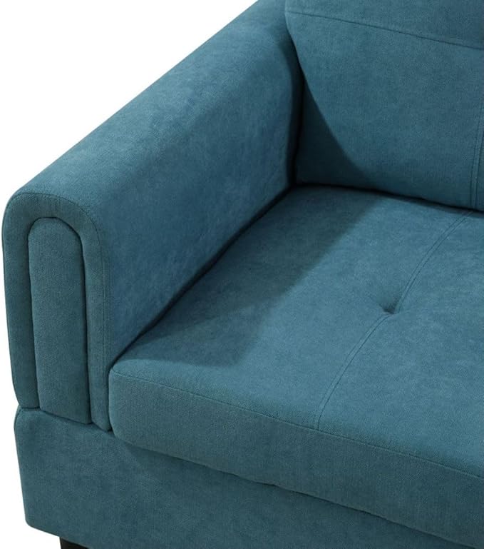 Green L-Shaped 3-Piece Flannel Sofa - Image 7