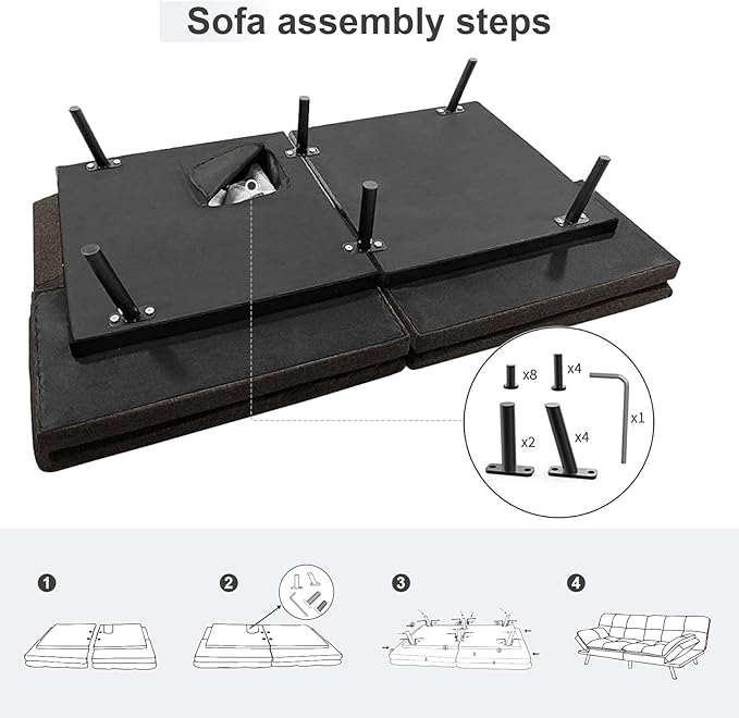 Vipbear Futon Sofa Bed Couch, Space-Saving Loveseat - Image 7