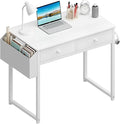 Lufeiya Small White Desk with Drawers by LUFEIYA
