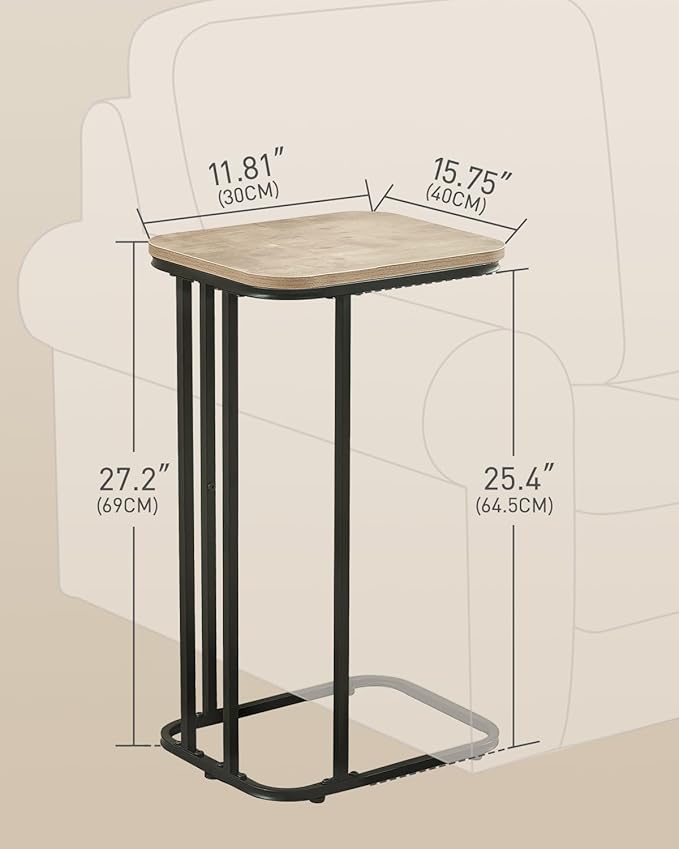C Shaped End Table, 27 Inches High Small Side Table - Image 3