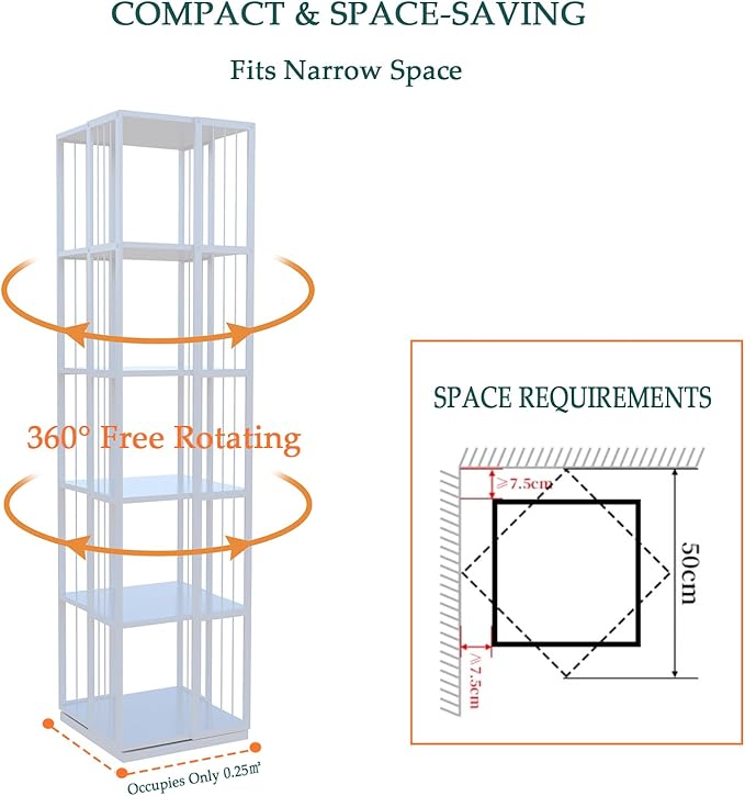 Square Rotating Bookshelf Tower - Image 5