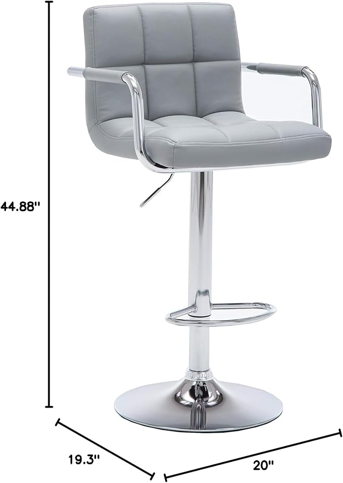 AC Pacific Contemporary Adjustable Swivel Kitchen Bar Stool Chair - Image 3