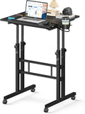 Small Standing Desk with Wheels, Mobile Stand Up Desk, Portable Standing Table by Unknown