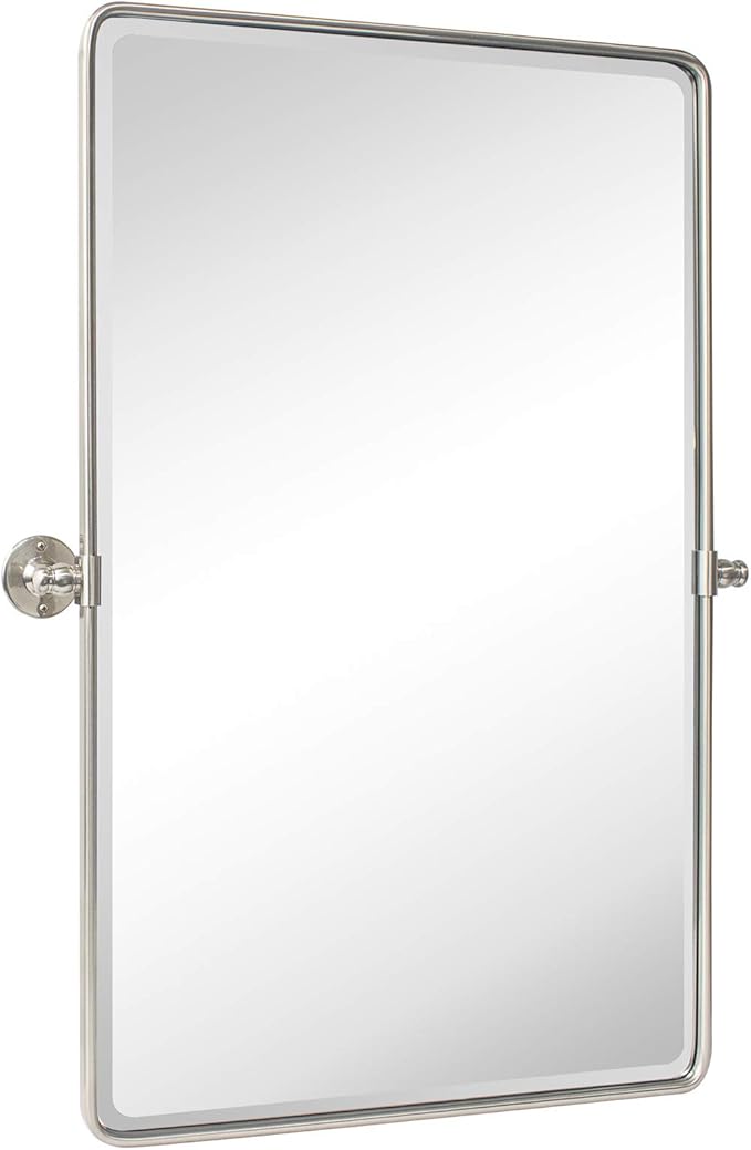 TEHOME 27 x 35'' Farmhouse Brush Nickel Metal Framed Pivot Rectangle Bathroom by TEHOME