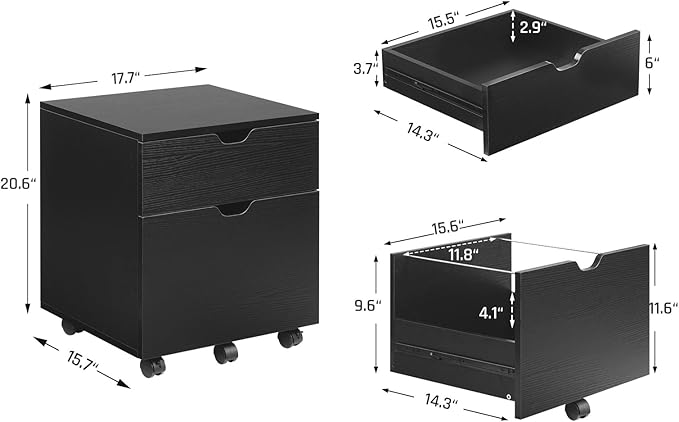 HollyHOME File Cabinet, 2 Drawers Filing Cabinet - Image 3