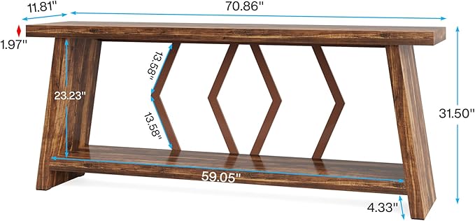 Tribesigns 70.86-Inch Farmhouse Console Table, Industrial Narrow Long Sofa - Image 2