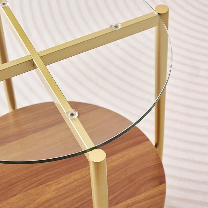 Round Glass End Table, Mid-Century Modern Design Sofa Table - Image 9