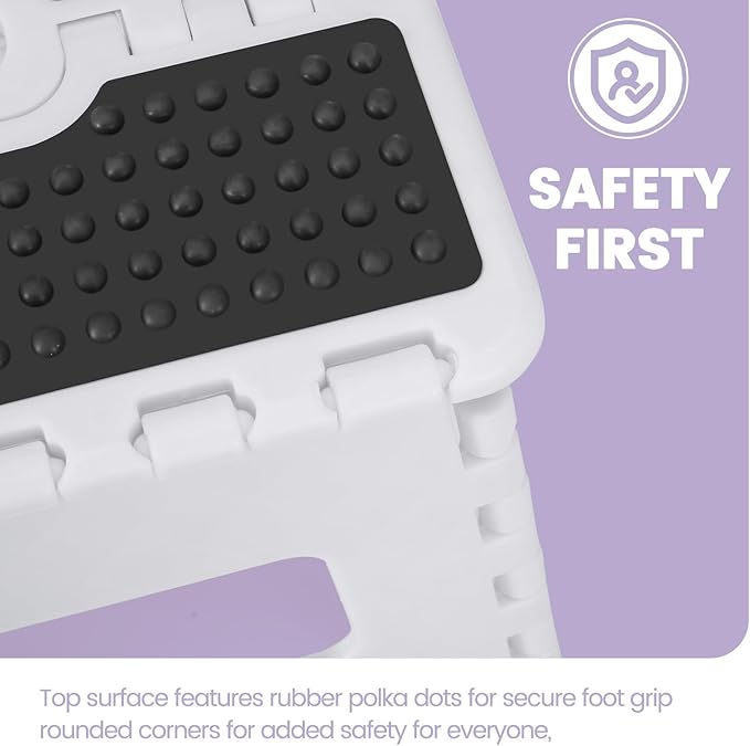 ACSTEP 9 Inch Folding Step Stool 300 LB Capacity Non Slip Foot Stool - Image 3