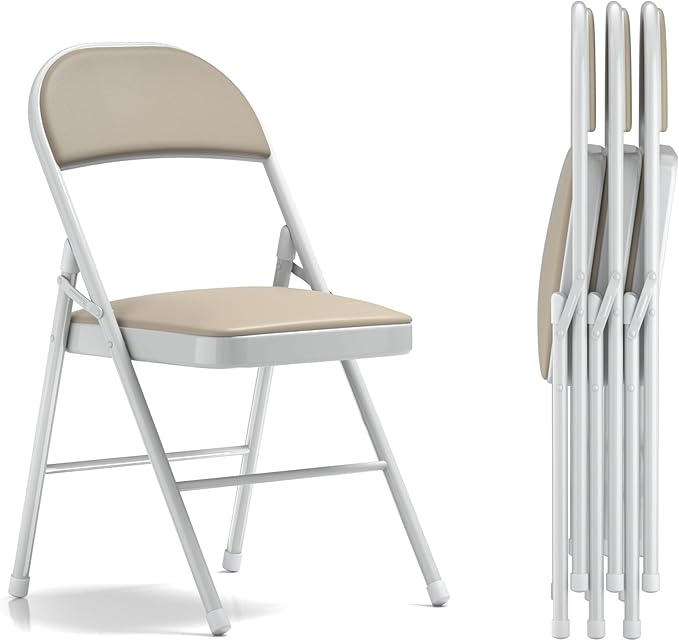 VECELO 4-Pack Folding Chairs Portable Metal by VECELO