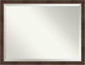 Amanti Art Brown Wall Mirror 33x43 Wildwood Brown Narrow Rectangle Bathroom by AmantiArt
