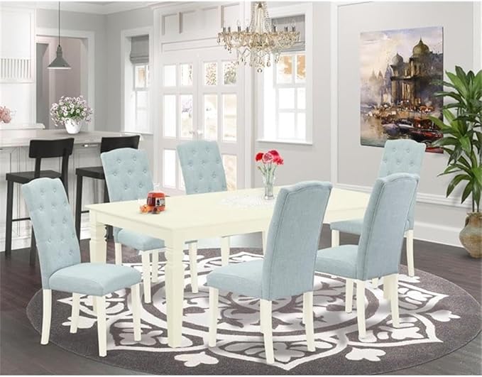 East West Furniture LGCE7-LWH-15 7 Piece Modern Dining Table Set Consist of a - Image 2