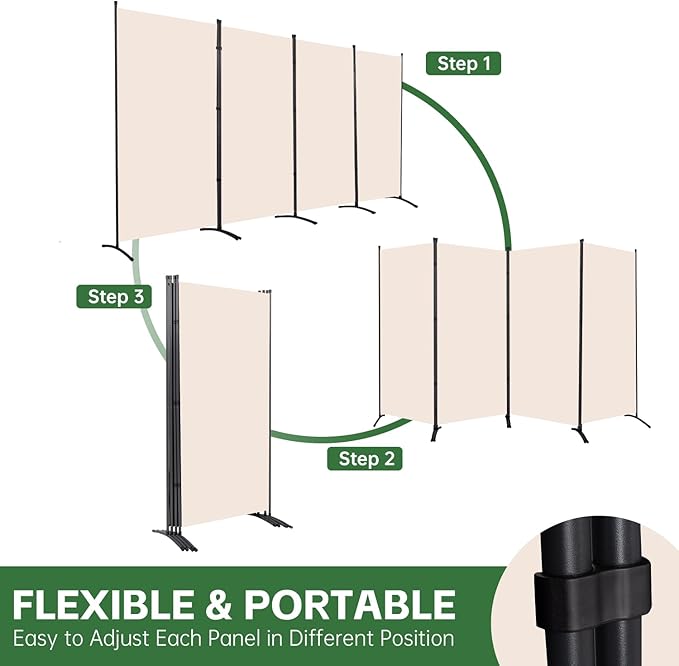 YASRKML Room Divider Folding Privacy Screens, Portable Room Divider Panel 4 - Image 3