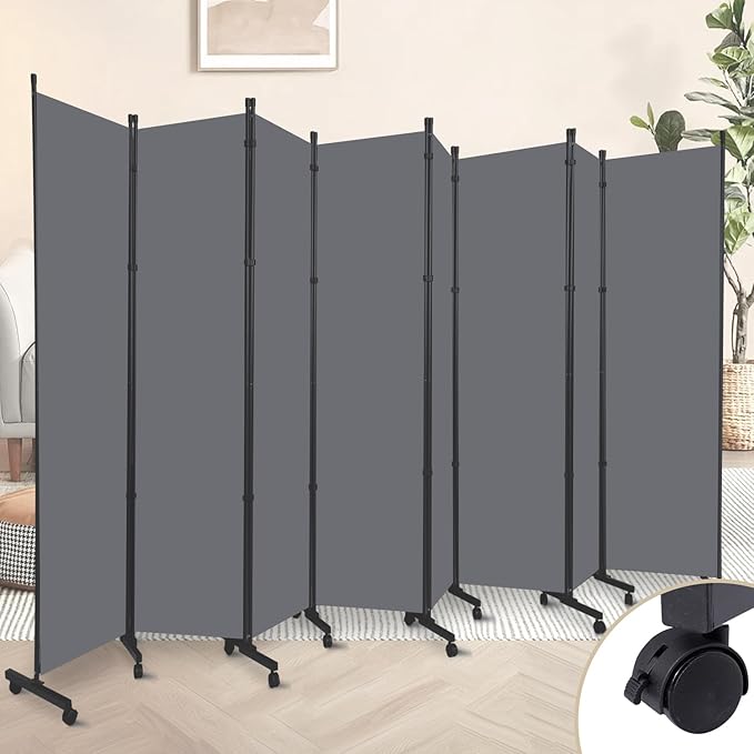 Room Divider 8 Panel Room Dividers/Wheels, Fabric Room Divider Panel by HOMSCREENER