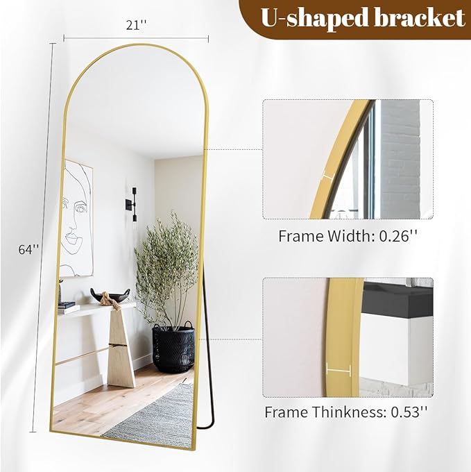 Koonmi Full Length Mirror, Standing Hanging or Leaning Full Body Mirror - Image 4