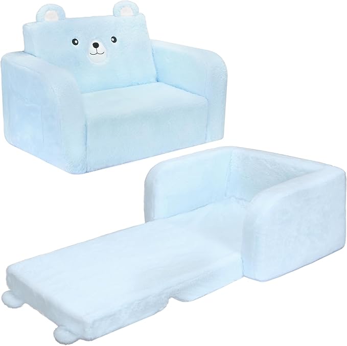MONKISS Toddler Couch, 2-in-1 Kids Sofa Fold Out, Convertible Sofa to Lounger by MONKISS