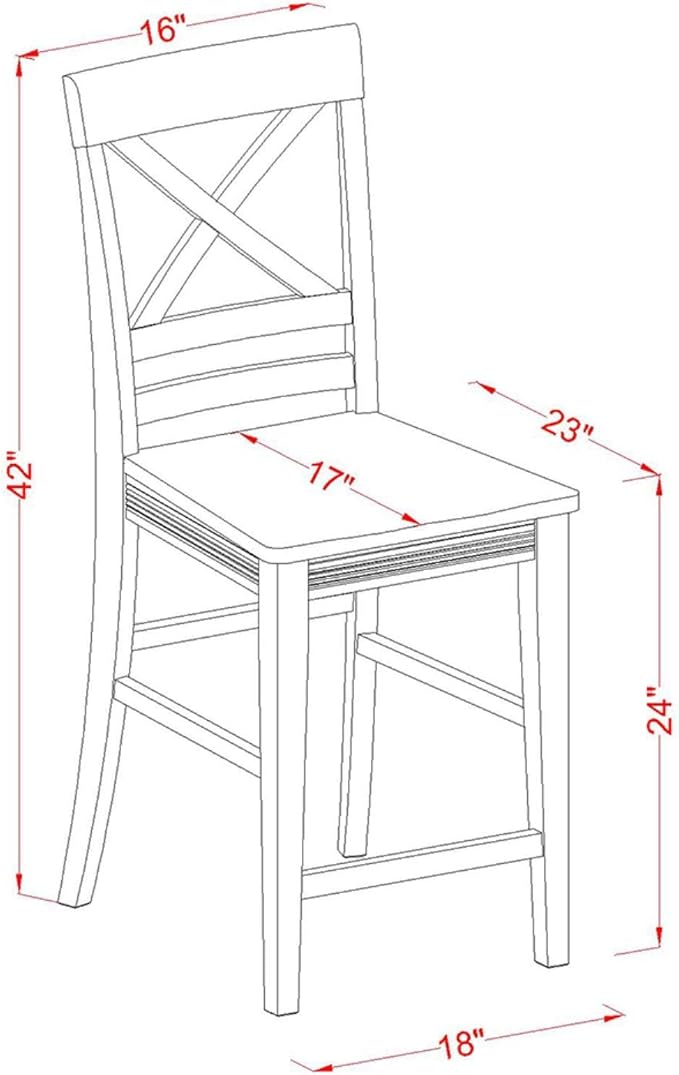 East West Furniture VNQU3-MAH-W 3 Piece Counter Height Pub Set - Image 6