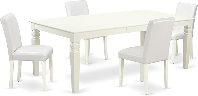 East West Furniture LGAB5-LWH-64 5 Piece Dining Table Set Includes a Rectangle by EastWestFurniture