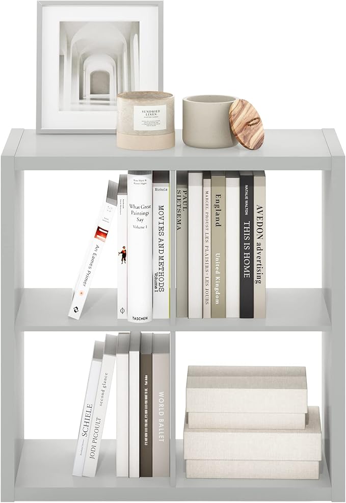 Furinno Cubicle Open Back Decorative Cube Storage Organizer, Light Grey - Image 7