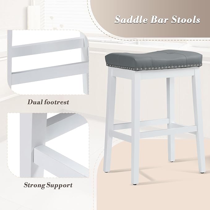Athena Collection Counter Height Bar Stools Set of 2, 29.5 Inches Backless - Image 8