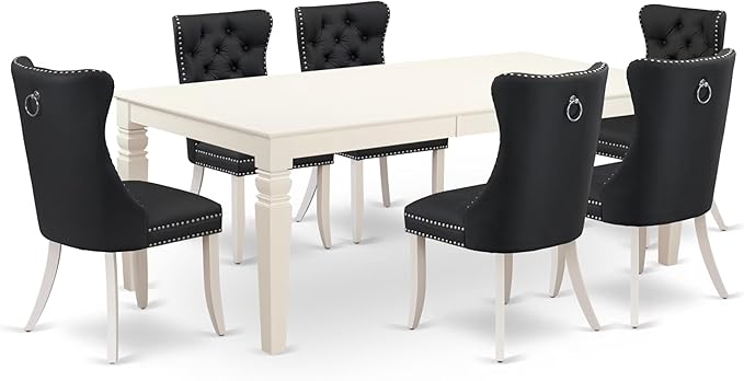 East West Furniture LGDA7-LWH-12 7 Piece Dining Set Includes a Rectangle by EastWestFurniture