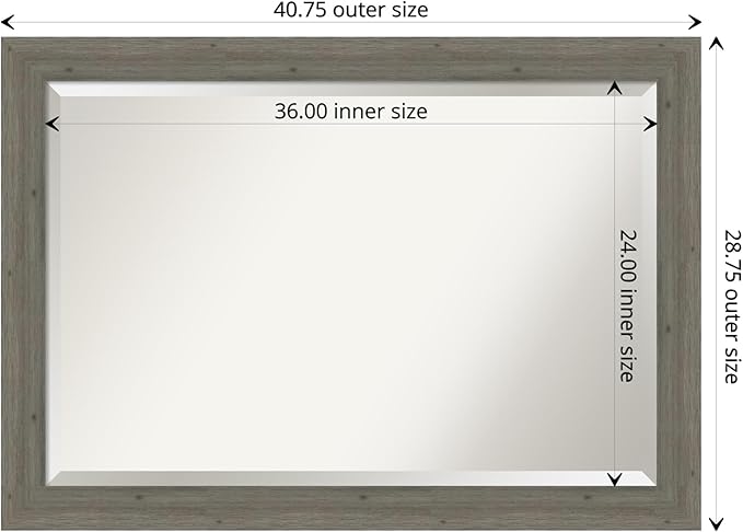 Amanti Art Grey Wall Mirror 29x41 Fencepost Grey Narrow Rectangle Bathroom - Image 4