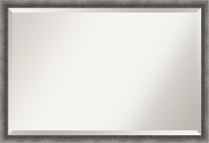 Amanti Art Grey Wall Mirror 26x38 Burnished Concrete Narrow Rectangle Bathroom by AmantiArt