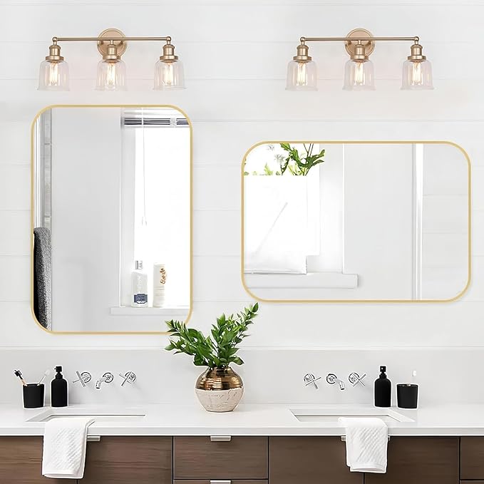 Gold Bathroom Mirror, 40x30 Inch Brushed Gold Mirror, Aluminum Alloy Framed - Image 7