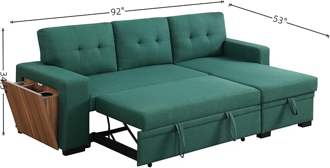 L-Shape Sofa Bed, Pull Out Sleeper Sofa - Image 2