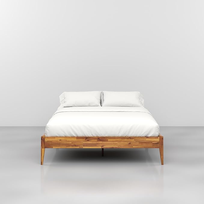 Bme Dinkee Wooden Queen Bed Frame, 15 Inch Height, Elegant Minimalist Modern - Image 3
