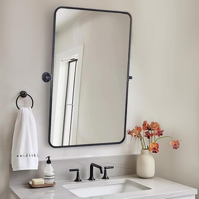 ANDY STAR Pivot Bathroom Mirror, 24 x 36 Inch Black Tilting Mirror - Image 7