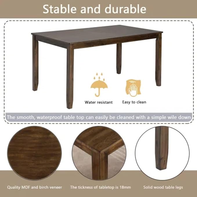 6-Piece Dining Table Set for 4-6 People, Kitchen Set - Image 5