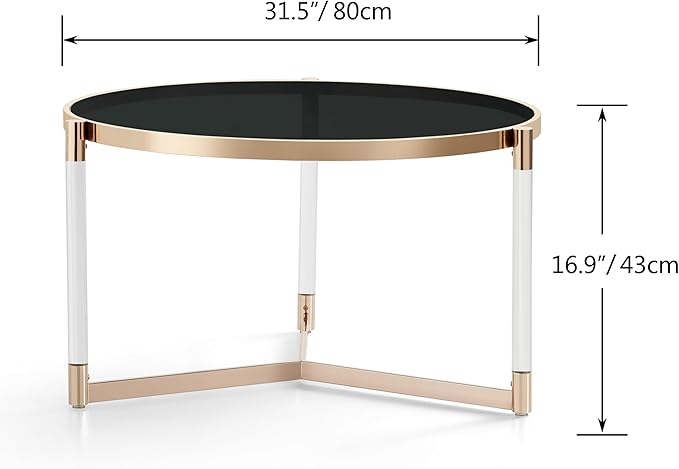 AGV LIGHTING 202303GL-BK Glass Coffee Table, Modern Design, Single Layer - Image 2