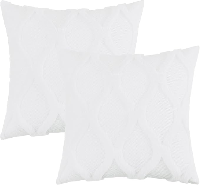 decorUhome Throw Pillow Covers 22x22 Inch Set of 2, Soft Plush Faux Fur Wool - Image 7