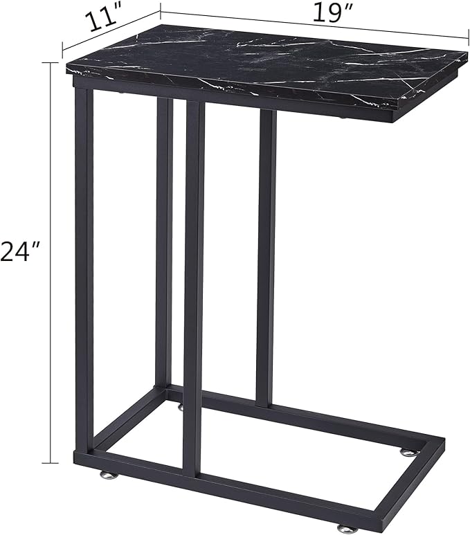 VECELO C Shaped End Side Table for Sofa Couch and Bed Snack TV Tray for Living - Image 6