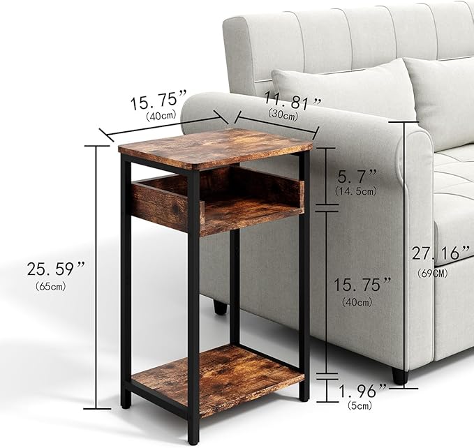 Side Table, 25 inch High End Table, Small Bedside Table - Image 3