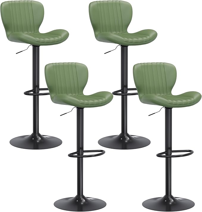 Shintenchi Bar Stools Set of 4 Modern Swivel Bar Chairs, Counter Height Faux - Image 8