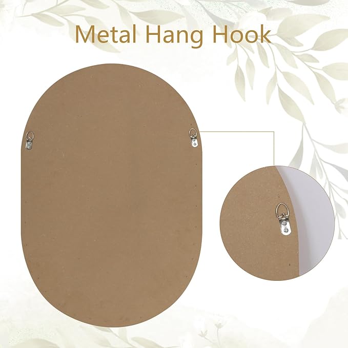 ULIKE Rattan Mirror for Bathroom, 24x36 Inch Oval Rustic Farmhouse Wall Decor - Image 3