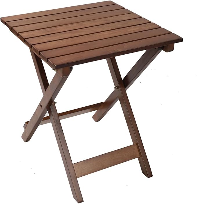 Outdoor Patio Side Table Small Wood End Square Table Folding Coffee Furniture by Hngilkoo