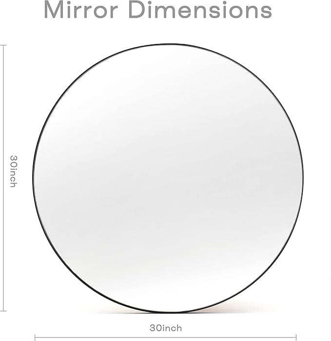 Black Round Mirror, 30 Inch Round Bathroom Mirror - Image 4