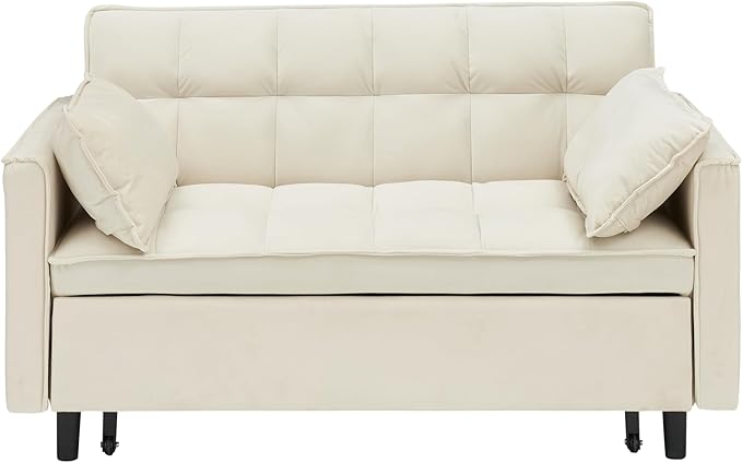 Ball & Cast Convertible Sofa Bed, Loveseat Sleeper Sofa W/Pull-Out Bed&2 Pillows - Image 9