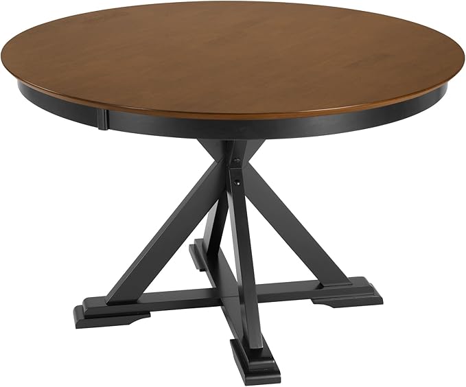 Bush Furniture Round Dining Table, 45 inch Trestle Design, Modern Transitional - Image 2