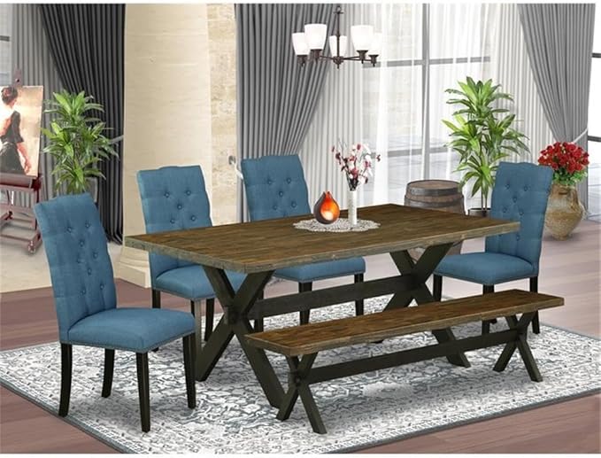 East West Furniture X677EL121-6 6 Piece Dining Set Contains a Rectangle Dining - Image 2