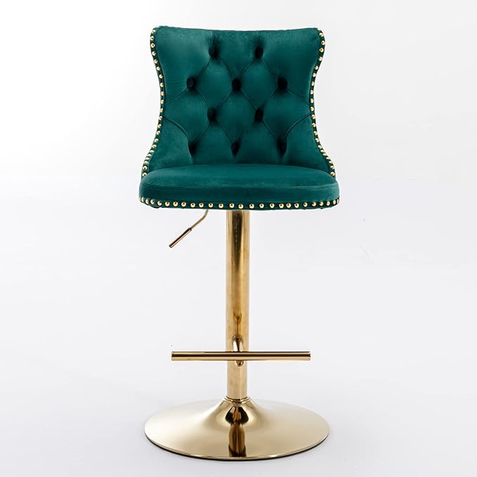 PacknWood Acosure Golden Swivel Velvet Bar Stools Adjusatble Seat Height from - Image 7
