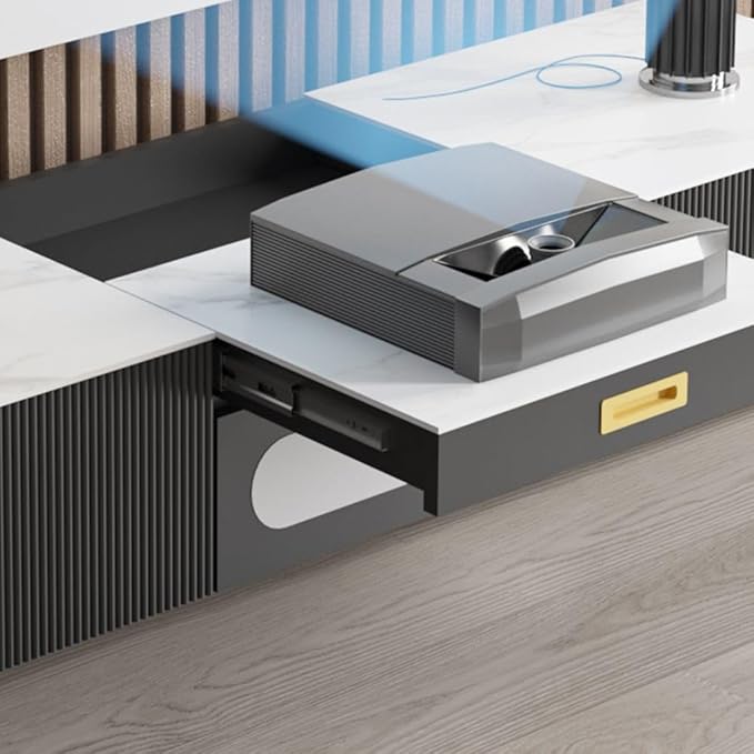 POVISON Modern TV Stand for Projector, Sintered Stone Entertainment Center - Image 4