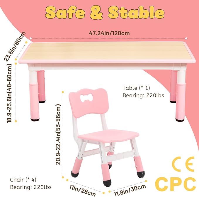 FUNLIO Kids Table and 4 Chairs Set - Image 6