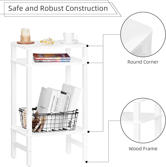 28in Tall Side Table Set of 2, 3-Tier Small Narrow End Table - Image 4
